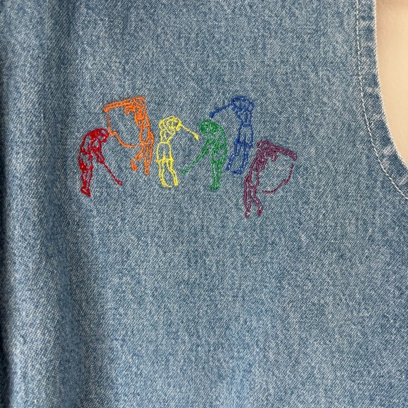 Vintage Blue Denim Vest with Embroidery by Three Rivers Size Small with - Picture 4 of 5